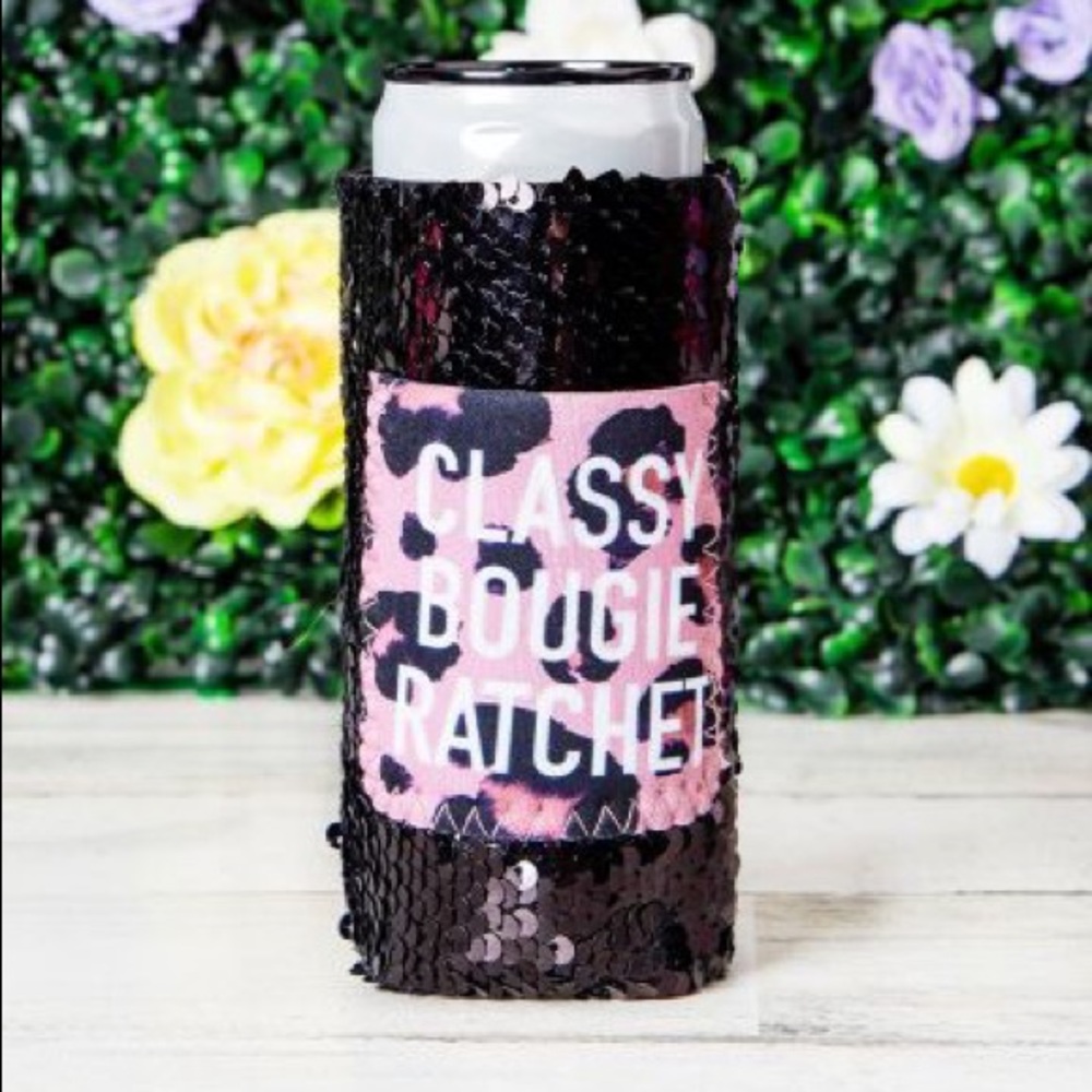 Tall can sequin koozie